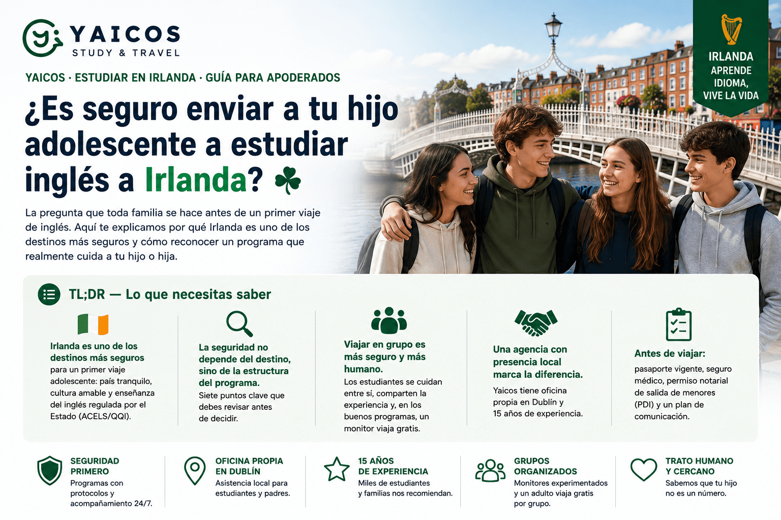 ¿Es seguro enviar a tu hijo adolescente a estudiar inglés a Irlanda?