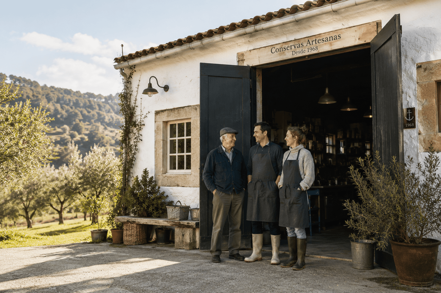 Spanish artisan conserva producers outside their countryside workshop