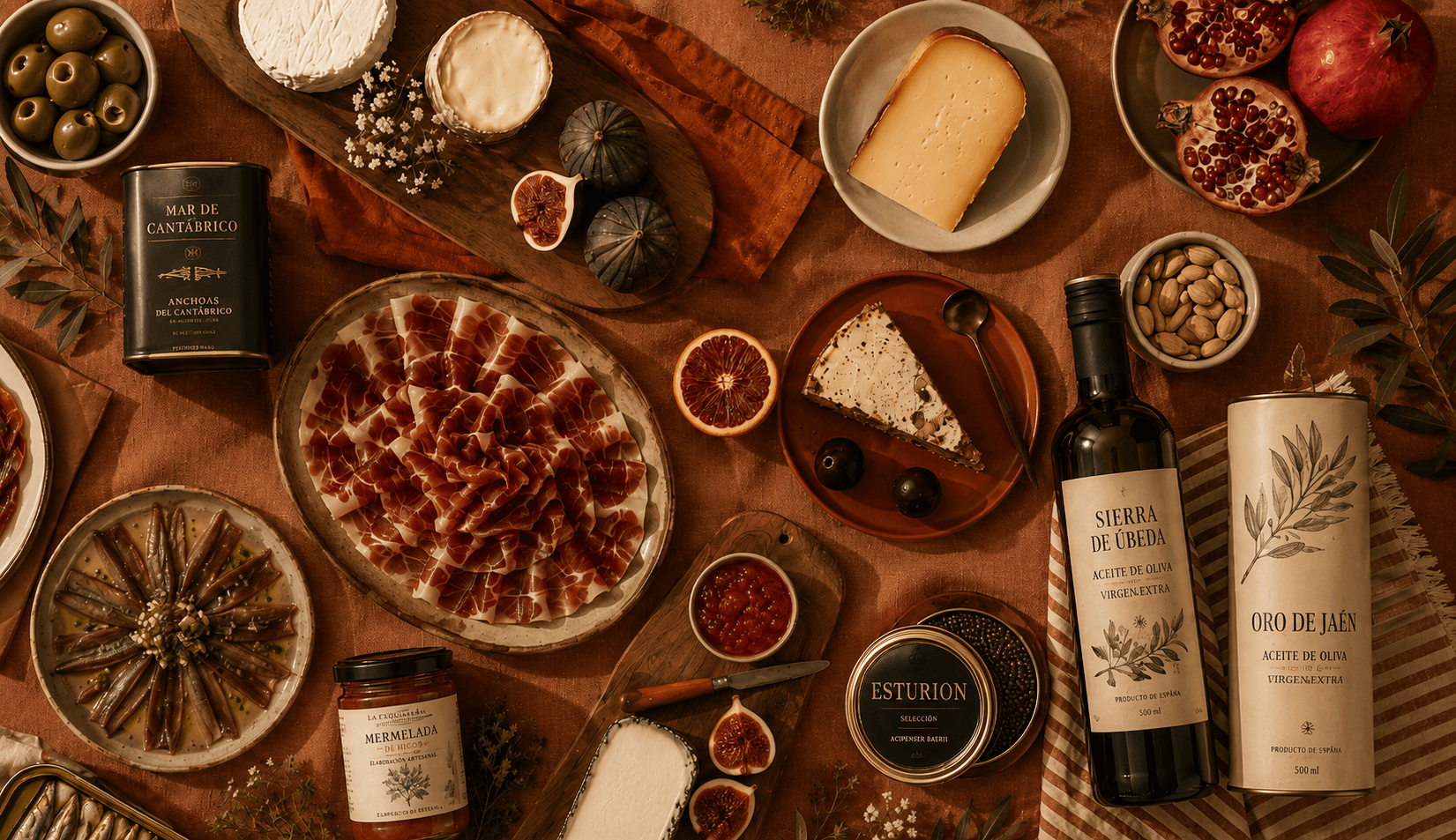 La Dehesa banquete table with Spanish artisan provisions for Irish hospitality